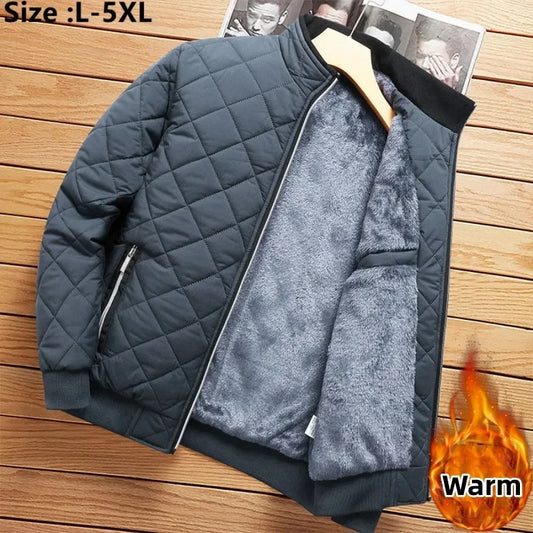 2024 Men's Thick Warm Bomber Jacket Coats Autumn Winter Fleece Lined Casual Jacket for Men Slim Fit Winter Clothing Parkas 5XL