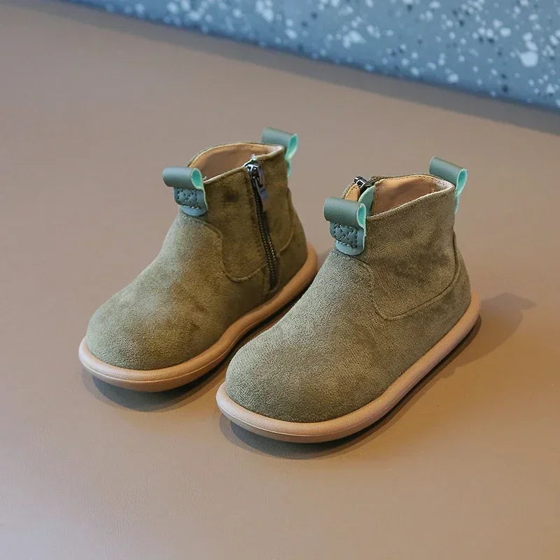 Autumn Winter Baby Boys Girls Boots Oxford Suede Children Casual Shoes Outdoor Anti-slip Infant Shoes Plush Kids Ankle Boots