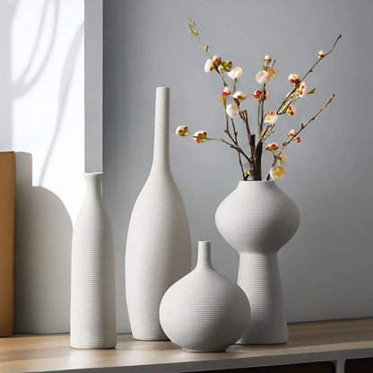 Nordic Style Home Decor White Vase Living Room Decoration Ceramic Vase Home Decoration Flower Vase Desk Decoration