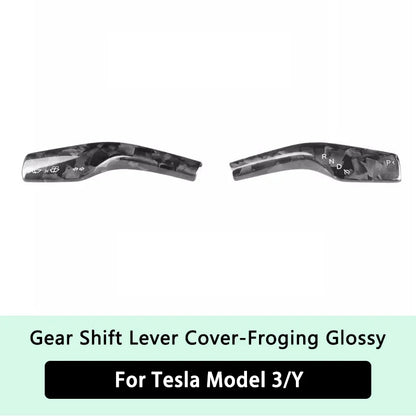 2024 Model Y Gear Shift Cover for Tesla Model 3 2023-2017Real Carbon Fiber Steering Wheel Gear Lever Cover Car Protect Accessory