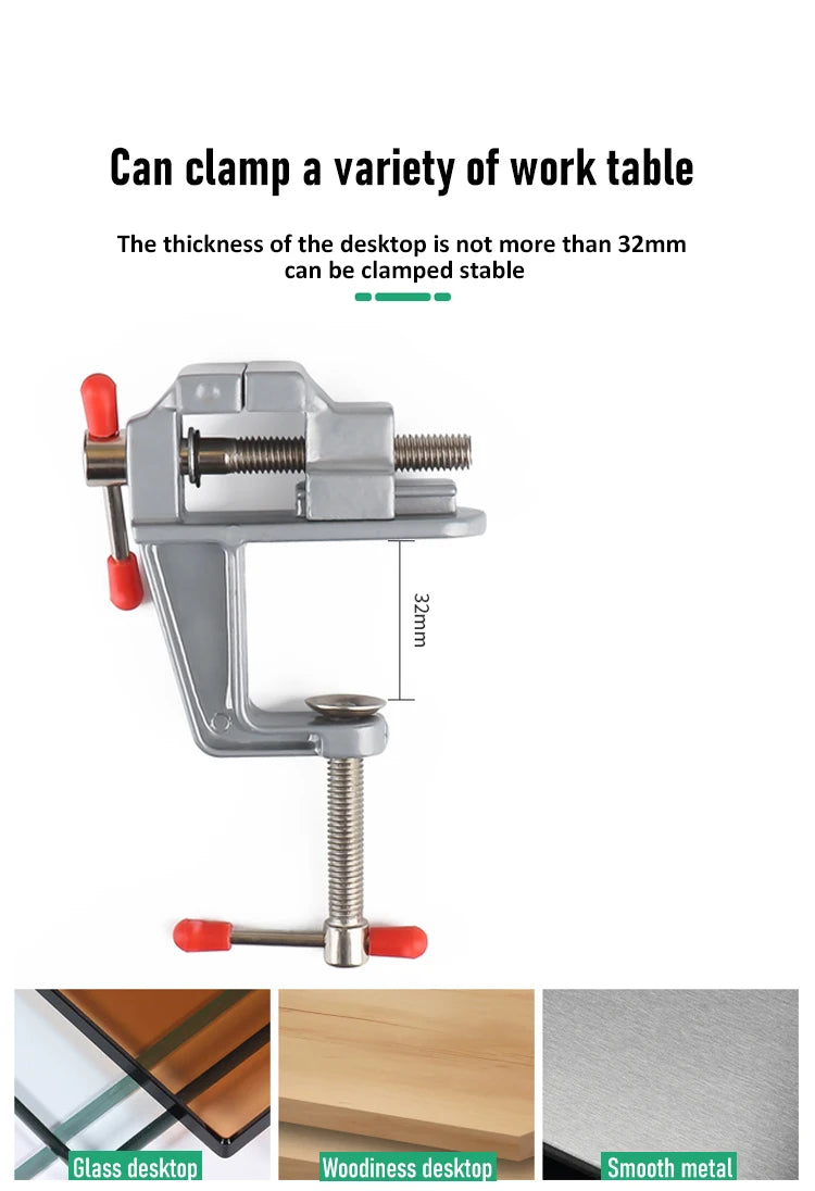 Mini Bench Vise Muliti-Funcational 3.5&quot Aluminum Miniature Small Jewelers ,Hobby Clamp On Table Flat Pliers Tool Vice