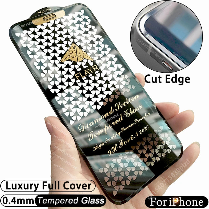 Cut Edge Luxury Tempered Glass For iPhone 15 14 13 12 11 16 Pro Max Screen Protector iphone14 Plus X R XS XR Full Cover Film