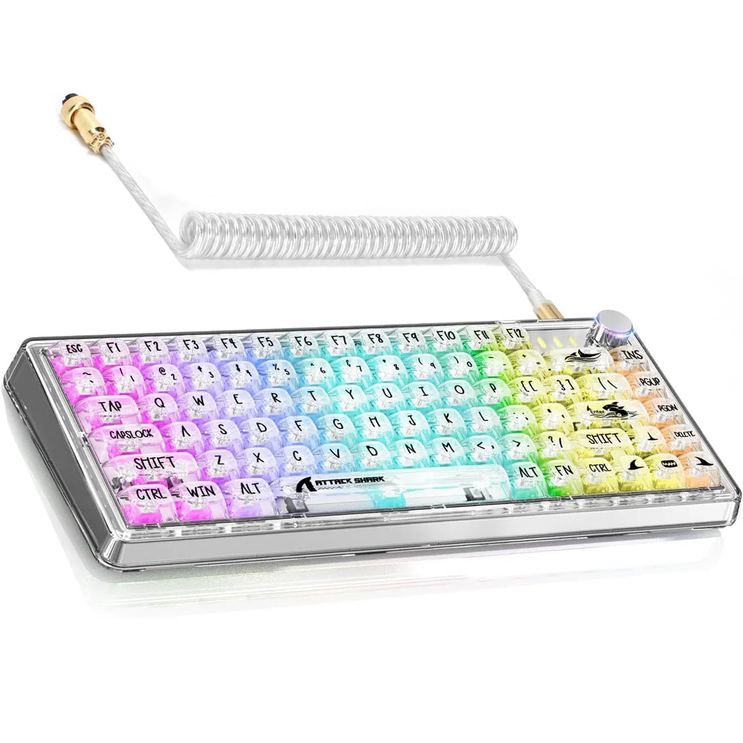 TKL Hot Swappable Wired Keyboard, Transparent PC Keycaps, Custom RGB Gaming Keyboard, Gasket Keyboard, Linear Switch