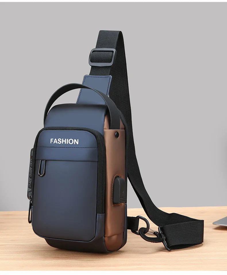 Men Anti Theft Chest Bag Shoulder Bags USB Charging Crossbody Package School Short Trip Messengers Bags Men's Oxford Sling Pack