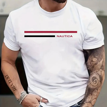 Men's Summer 100 Cotton Letter Printed T-shirt Casual Men Clothing Fashion Brand Tops Tee