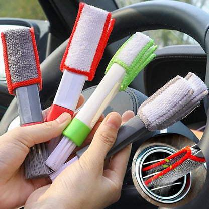 Car Double Head Brushes Air Vent Cleaning Conditioner Grille Duster Wipe Auto Detailing Cleaner Car Interior Cleaning Tools