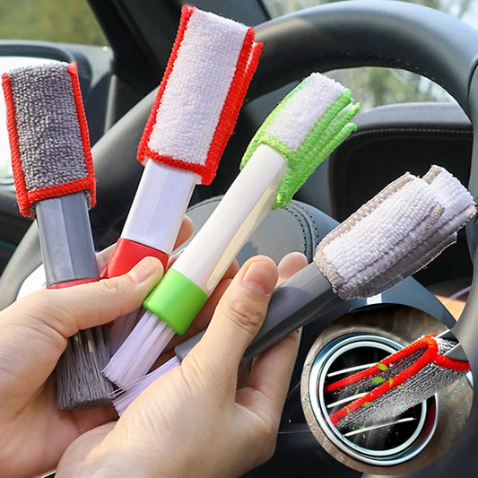 Car Double Head Brushes Air Vent Cleaning Conditioner Grille Duster Wipe Auto Detailing Cleaner Car Interior Cleaning Tools 