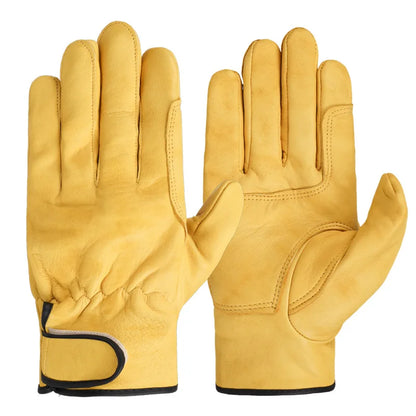 Work Gloves 1Pair  Sheepskin Leather Workers Work Welding Safety Protection Garden Sports Motorcycle Driver Wear-resistant Gloves