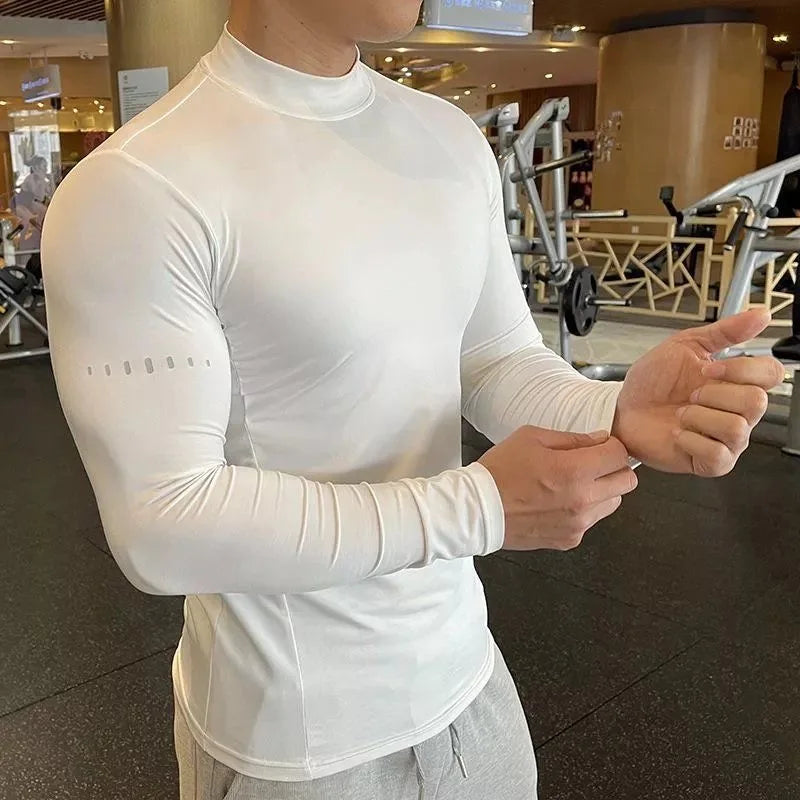 Compression Shirts Men's Fitness Workout Long Sleeve T-shirt Gym Training Tops Muscle Tees