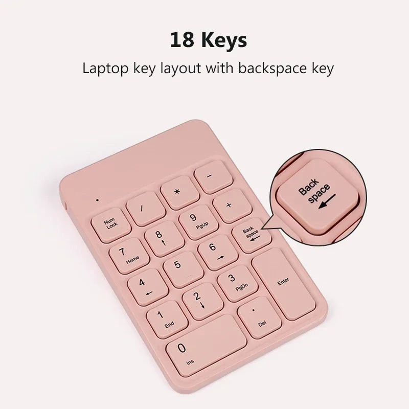 2.4GHz Wireless Numeric Keypad Numpad 18 Keys Small-size Digital Keyboard for Accounting Teller Tablets Computer Laptop Notebook