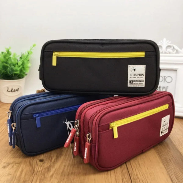 Astuccio giapponese semplice a 2 strati, multifunzionale, grande capacità, astuccio in rete per penne, organizer per cancelleria e materiale scolastico.
