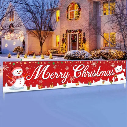 Christmas Outdoor Banner Flag Merry Christmas Decoration for Home 2024 Xmas Ornament Navidad Natal Noel Gift Happy New Year 2025