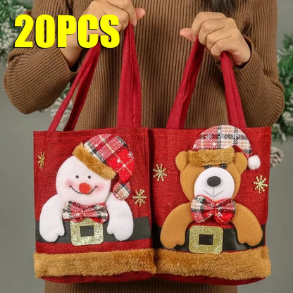 PCS 1-20 Christmas Gift Bags Handbags Tote Bags Candy Bags Snowman Bear Gift Bags Storage Bags Christmas Decoration