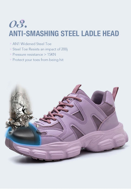 New women's lightweight breathable anti-smashing anti-skid protective steel toe work women's work shoes mesh safety shoes