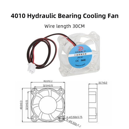 2510 3010 4010 Voron Cooling Fan DC 12V 24V Mini Brushless Hotend Cooling Fan Hydraulic Bearing Fan RGB LED for 3D Printer Parts