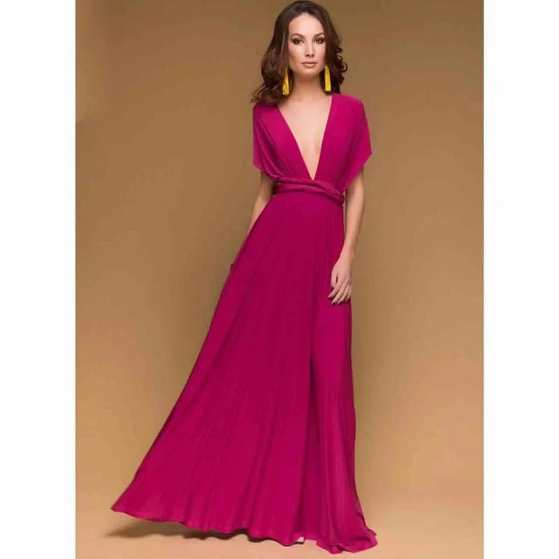 Sexy Women Multiway Wrap Convertible Boho Maxi Club Red Dress Bandage Long Dress Party Bridesmaids Infinity Robe Longue Femme