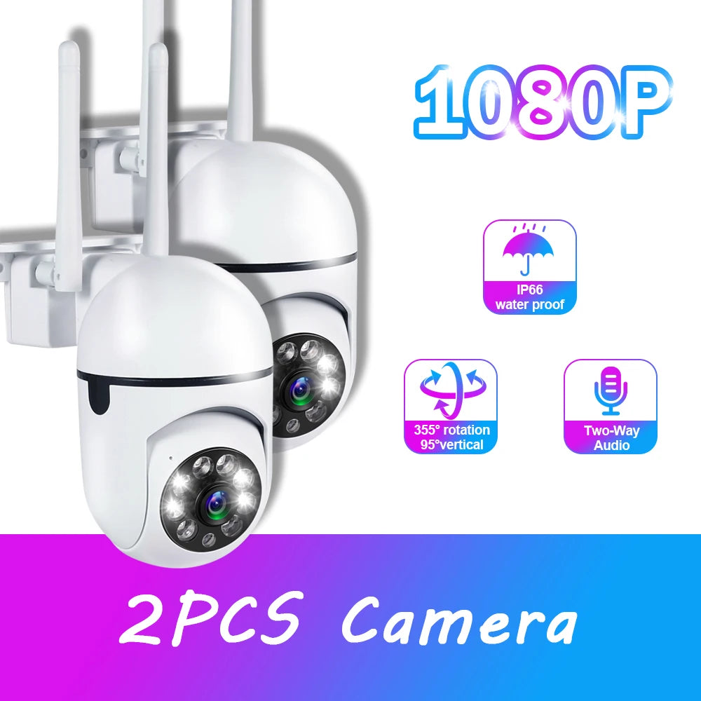 1080P 4PCS Outdoor Camera CCTV IP Wifi Surveillance Camera Waterproof Security Protection Wireless Home Monitor Track Alarm 360°