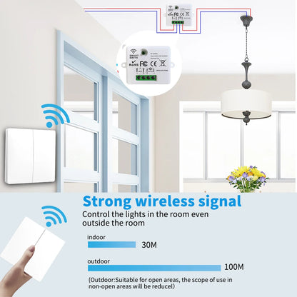 Smart  Rebound Type 433Mhz Light Switch House Improvement Self-Power Remote Controller Push Button Wall Switch Set