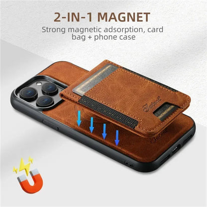 2 In 1 Luxury Magsafe Wallet Leather Phone Case For iPhone 16 15 14 13 12 Pro Max Plus 16 Pro Magnetic Flip Card Holder Cover