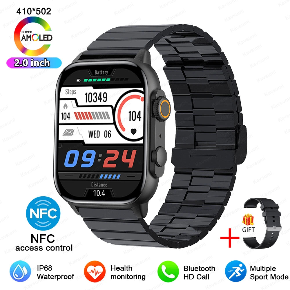 2024 NFC Smartwatch AMOLED Screen Always show Time Bluetooth Call Ultra Watch Series 8 Clock Men Sport Health Women Smart Watch