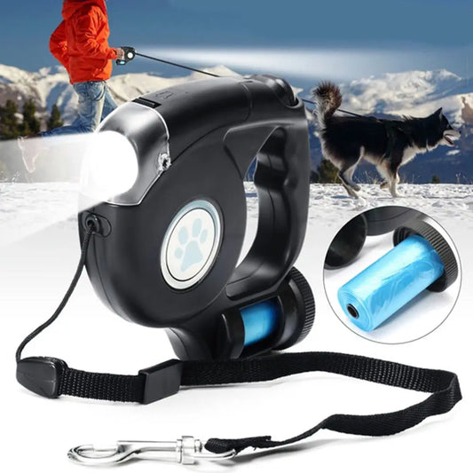 Included Extendable 4.5M LED with Garbage with Dog Lead Retractable Pet Leash