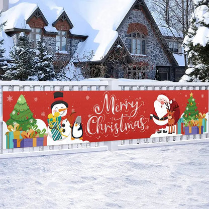 Christmas Outdoor Banner Flag Merry Christmas Decoration for Home 2024 Xmas Ornament Navidad Natal Noel Gift Happy New Year 2025