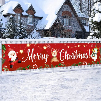 Christmas Outdoor Banner Flag Merry Christmas Decoration for Home 2024 Xmas Ornament Navidad Natal Noel Gift Happy New Year 2025