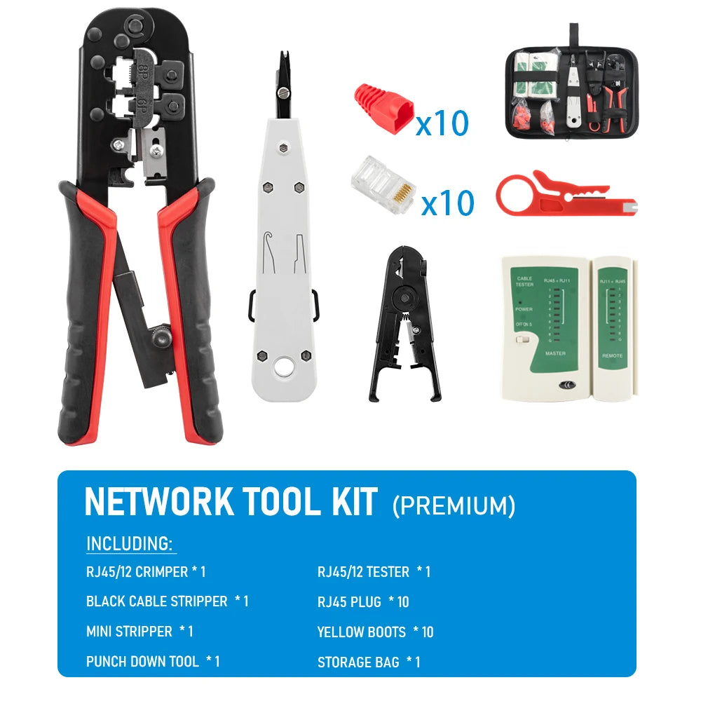 RJ45 Crimper RJ11 RJ45 Crimping Tool Ethernet Network LAN Cable Crimper Cutter Stripper Plier for 6P 8P RJ11 RJ12 RJ45