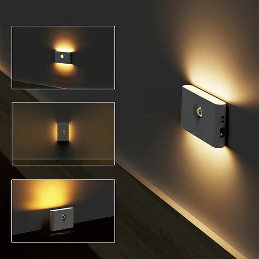 Smart Linkage Motion Sensor Night Light Rechargeable Wireless Magnetic LED Induction Lamp Wall Home Bedroom Kitchen Staircase 