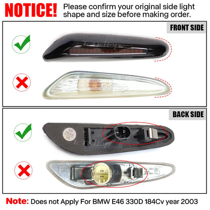 LED Dynamic Side Marker Mirror Indicator Lamp Flowing Water Turn Signal Light For BMW E90 E91 E92 E93 E60 E87 E82 E61 E46 X1 X3