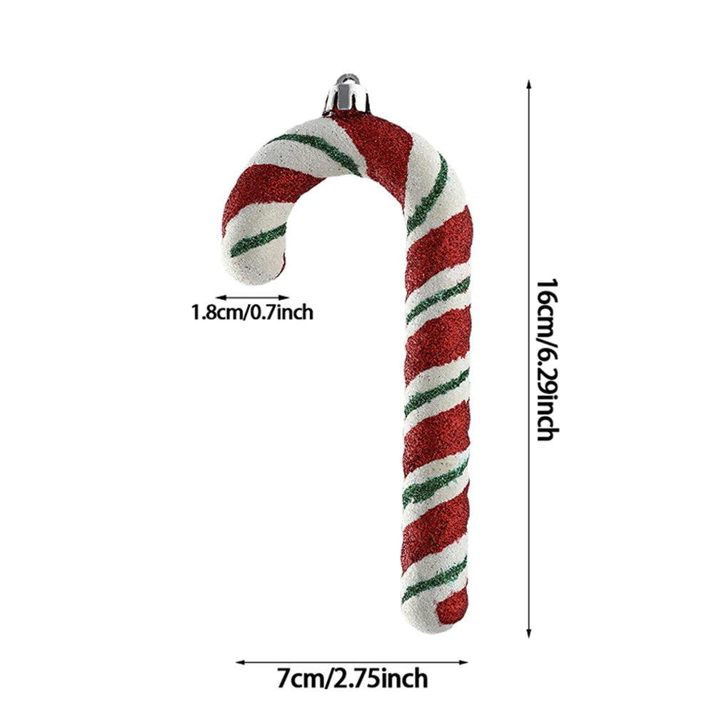 1Pcs 16CM Christmas Candy Pendant Red White PVC Painted Lollipop Cane Christmas Tree Decoration Christmas Home Decor Kids Gifts