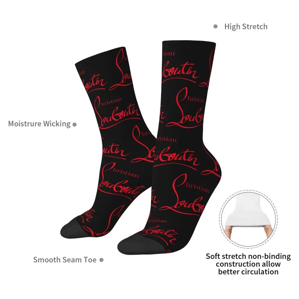 Autumn Winter Retro Women Men Christians High Heels Louboutins Socks Lady Beauty Non-slip Basketball Socks