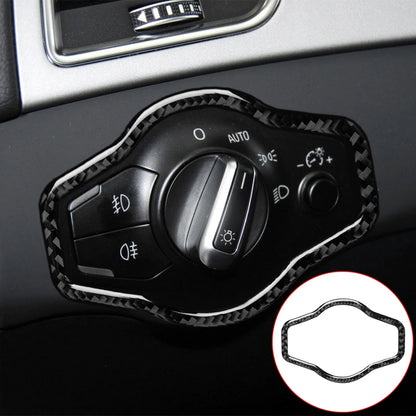 Carbon Fiber Interior Car Headlight Switch Button Frame Sticker Cover Trim Decal For Audi A4 S4 RS4 B8 8K A5 S5 RS5 8T 8F Q5 SQ5