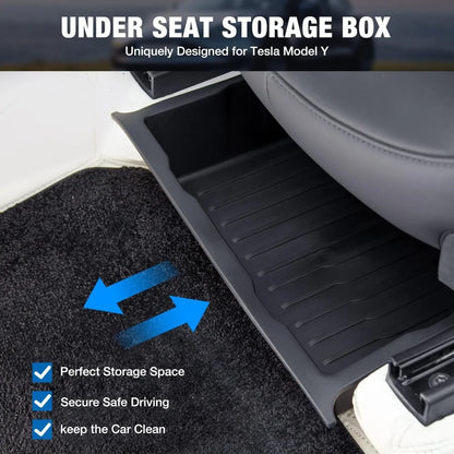 Compatible for Tesla Model Y 2020-2024 Under Seat Storage Box,Under Seat Drawer Storage Box Hidden Organizers Black Accessories