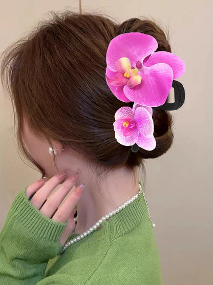 AWAYTR Phalaenopsis Flower Hair Claw Clips for Women Girls Hair Clip Barrette Gladiolus Hair Clamps Headwear Hair Accessories