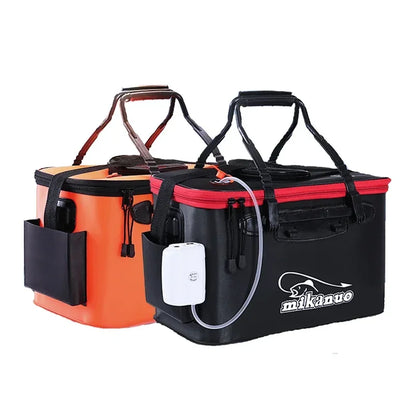 Mikanuo EVA Portable Folding Bucket For Fish Water With Handle Leakproof Outdoor Fishing Gear Black/Orange Tackle Bag