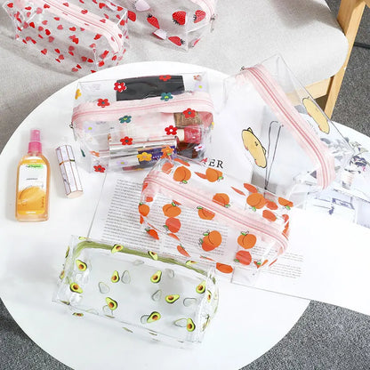 Kawaii Transparent Pencil Case Large Capacity Pen Box Ladies Cosmetic Bag Back to School Office Supplies Cute Stationery