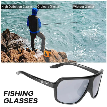 Scvcn Fishing Sunglasses Square Polarized UV400 Fishing Glasses For Men Women Driving Golf Running Cycling Glasses Eyewear