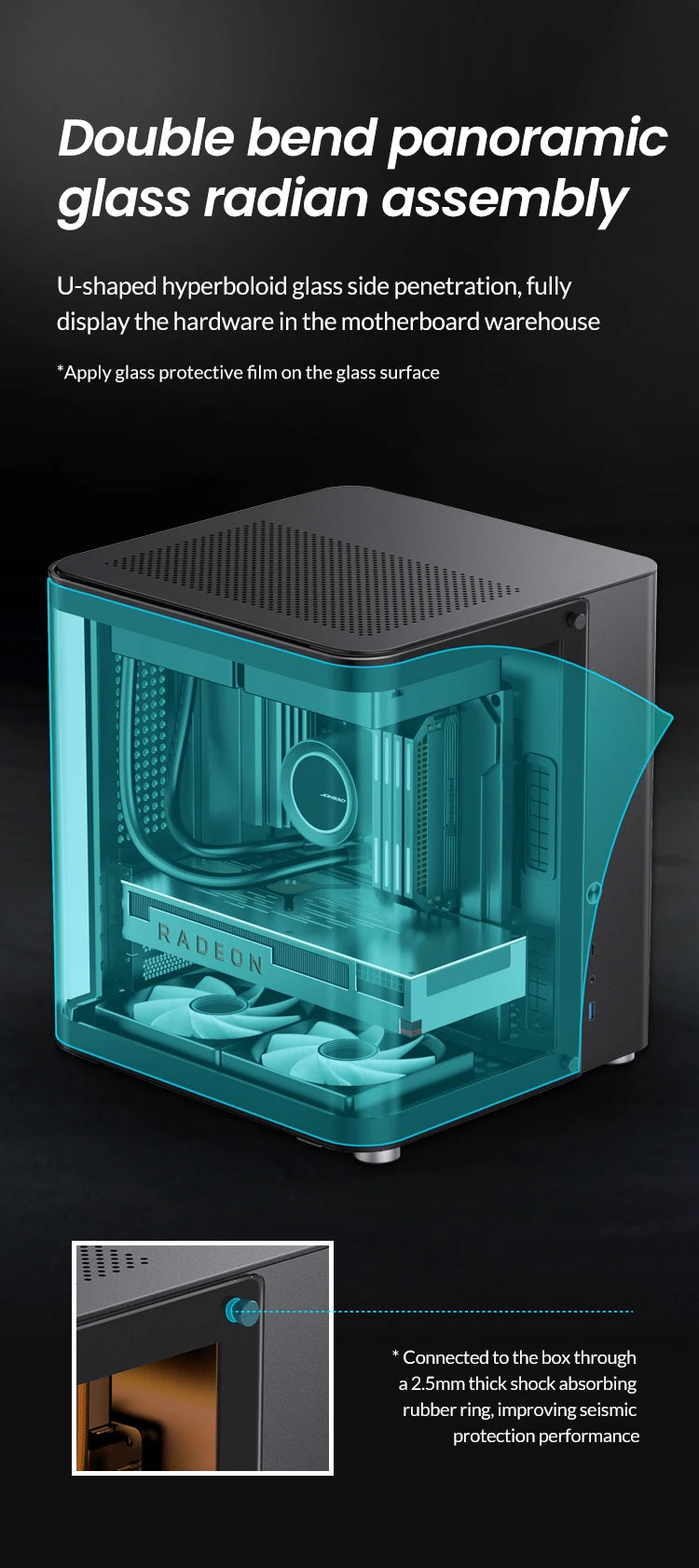 JONSBO TK-1 2.0 M-ATX Case Mini PC Case Ring Tempered Glass Side Penetration E-sports Seaview Room Desktop Computer Mini Chassis