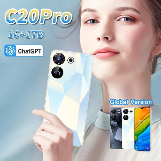 C20Pro Android Smartphone 7.3-inch HD Screen 16+1T Memory Hot Selling Cheap Mobile Phone for Foreign Trade S22 S23 Ultra