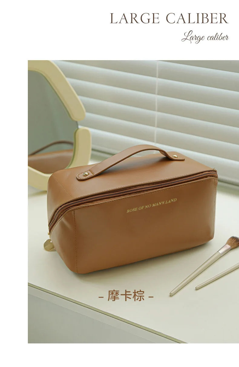 Large-Capacity Travel Cosmetic Bag Portable PU Makeup Pouch Women Waterproof Bathroom Washbag Multifunctional Toiletry Kit