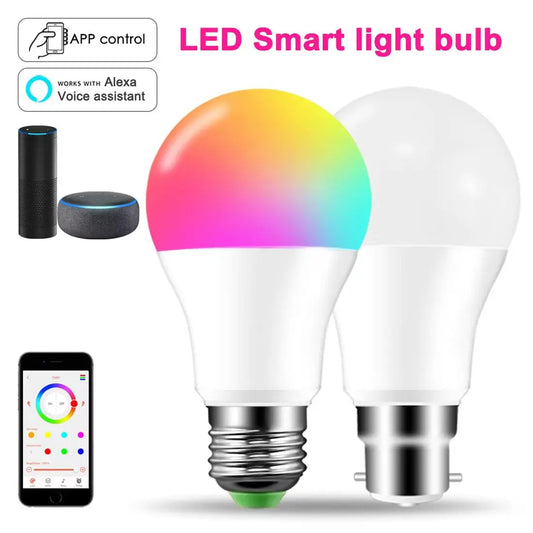 LED Smart Light Bulb, Color Changing Alexa Light, RGB Smart Lamp That Work With Alexa, E27 B22 Base,16 Million Colors,Dimmable 