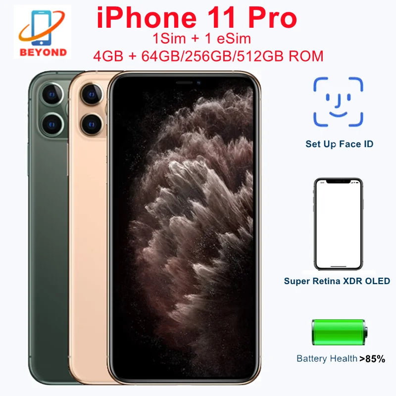 Apple iPhone11Pro iPhone 11 Pro 5.8" Original Super Retina XDR OLED Face ID 4GB 64/256/512GB A13 98% New Genuine Cell Phone