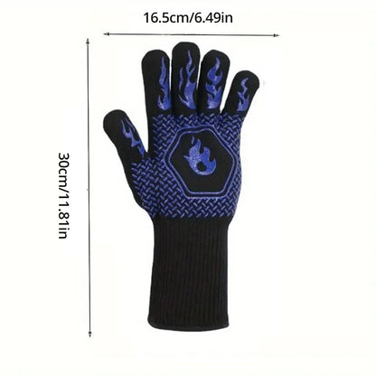 1pc High Temperature Protective Gloves, Resistant To High Temperature Of 800 Degrees, Silicone Barbecue Oven Microwave