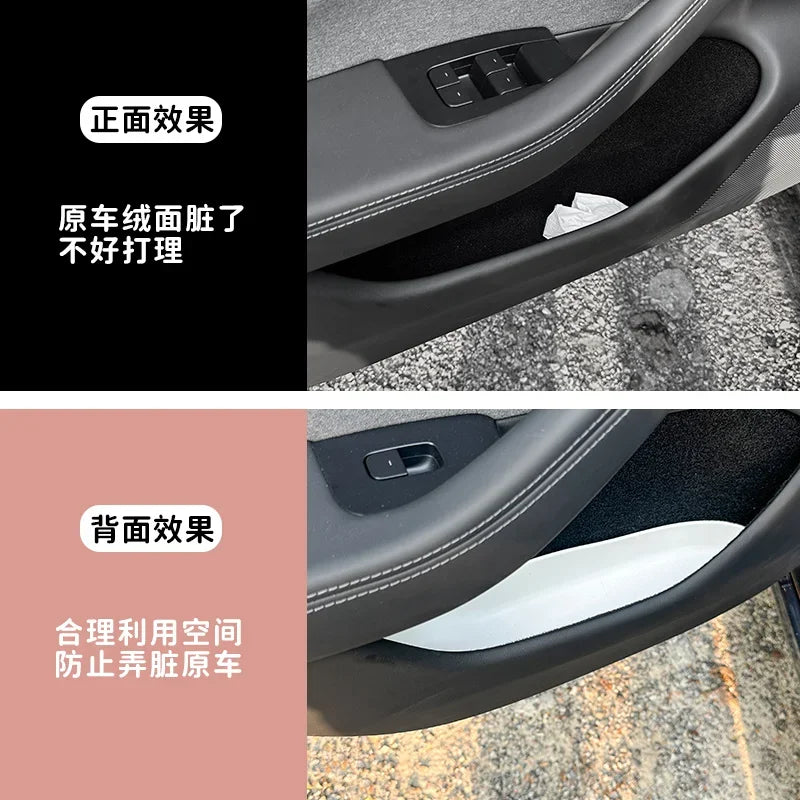 1Set /4 Car Door Handle Storage Box for Tesla Model 3 Highland Door Panel Tray Armrest Organizer Cover Utility Car Accessories