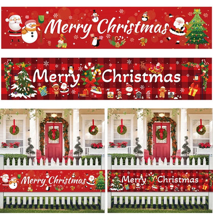 Christmas Outdoor Banner Flag Merry Christmas Decoration for Home 2024 Xmas Ornament Navidad Natal Noel Gift Happy New Year 2025