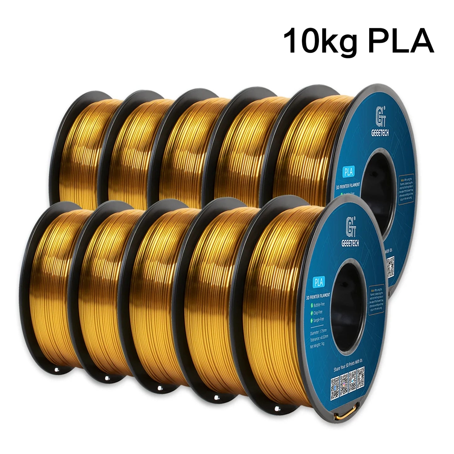 GEEETECH 10Kg 3d Silk PLA Filament 1.75mm Spool Wire For 3D Printer Material,Safety, Vacuum packaging