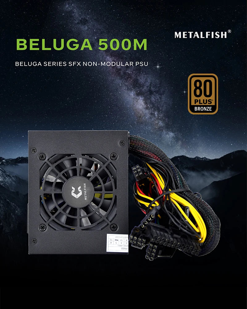 METALFISH SFX-500W SFX Power-Supply NON-Modular For Gaming Computer Case Black or White PSU Version Stable Silent Long Life