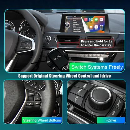 Wireless CarPlay For BMW 1 2 3 4 5 7 Series E70 F10 X1 X3 F25 F26 F48 MINI X4 X5 X6 F56 F15  Android Auto  AirPlay  Mirror Link