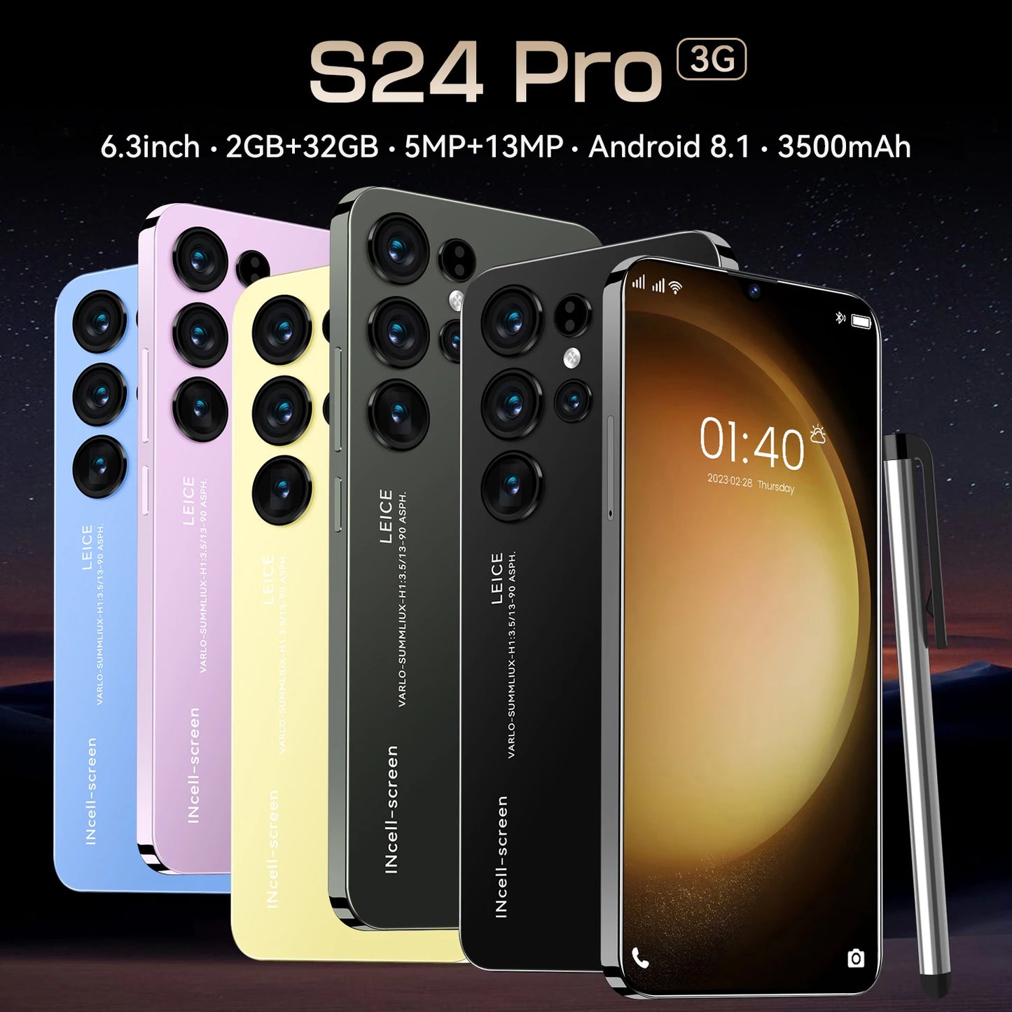 FUFFI-S24 Pro,Smartphone Android,6.3 inch,2GB RAM,32GB ROM,3500mAh,Mobile phones,5+13MP Camera,Google Play Store,Cell phone